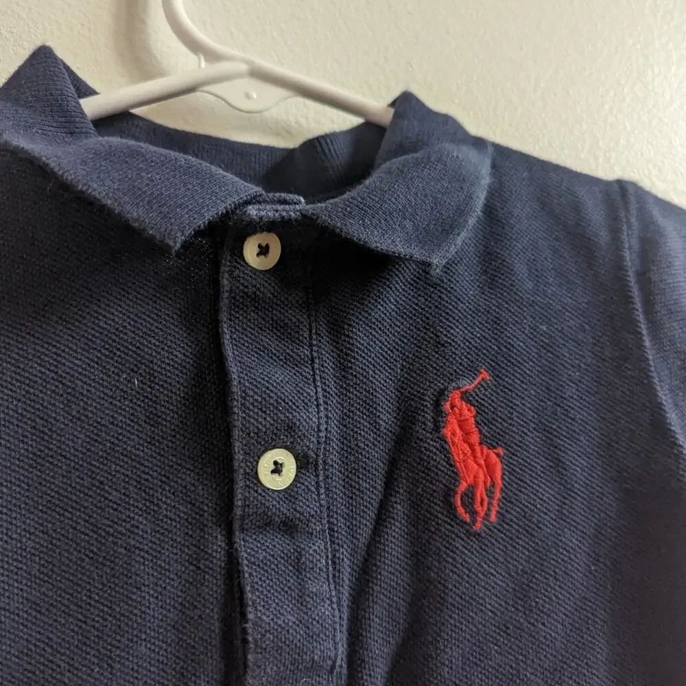 Ralph Lauren Romper Baby Boys Sz 12m Navy Polo Preppy Shortalls
